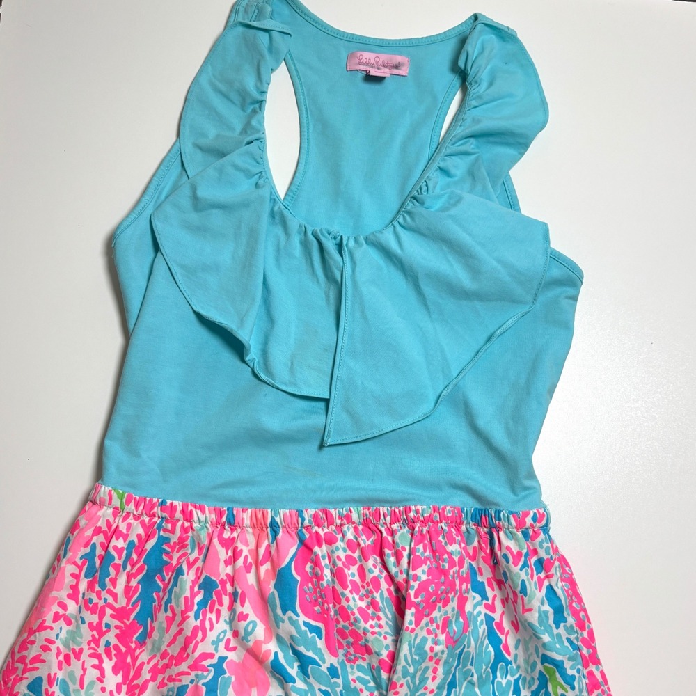 Lilly Pulitzer Danita Lets Cha Cha Women's Small Blue Pink Coral Reef  Dress
